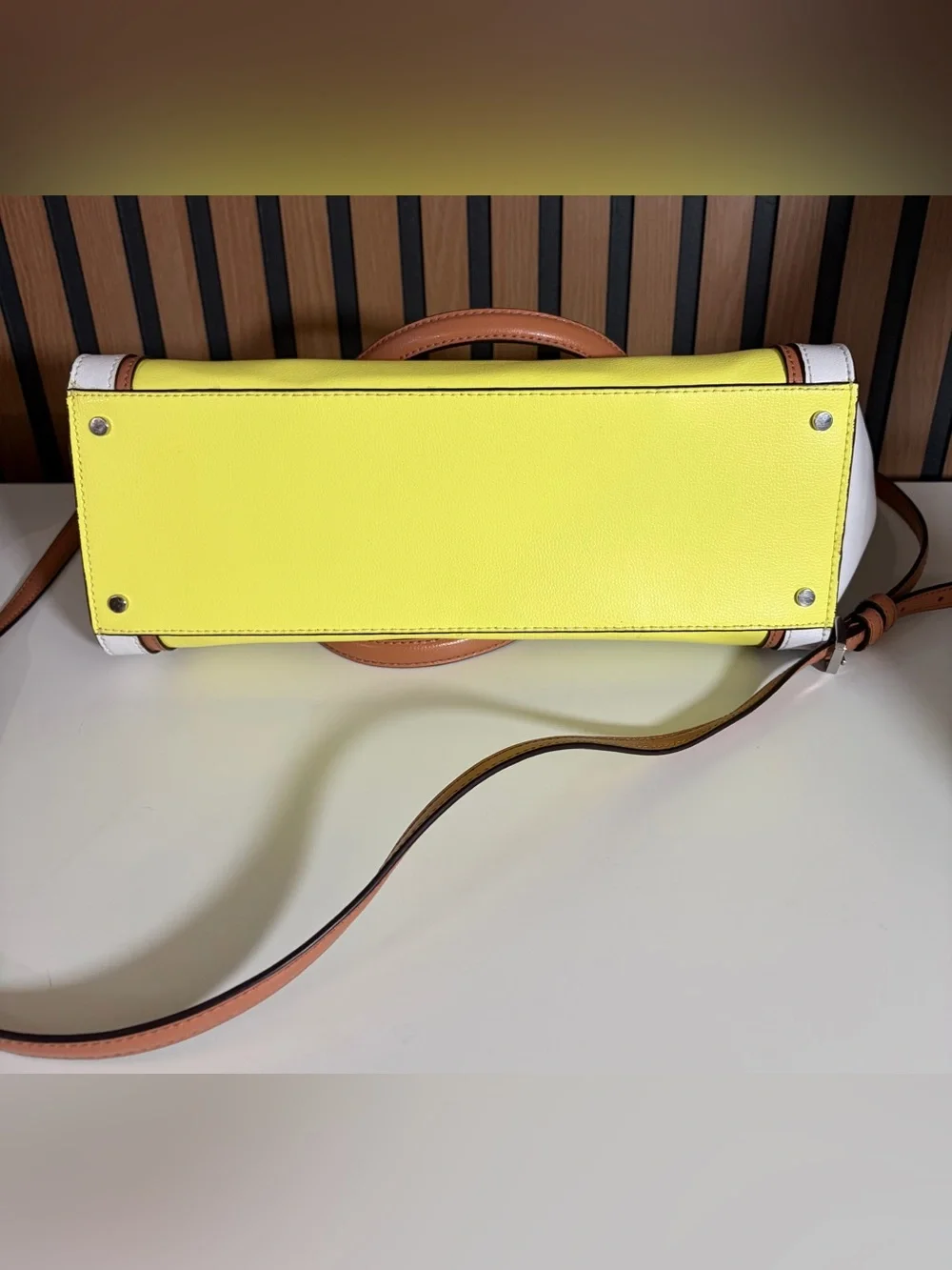 Kate Spade Patterson Drive Geraldine satchel bag in the vibrant Limelight